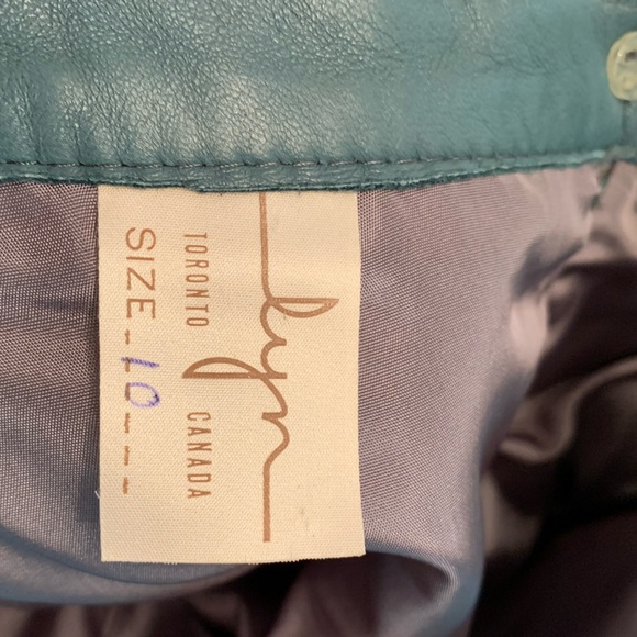 Vintage teal perforated suede top with matching leather|suede skirt - Picture 7 of 13